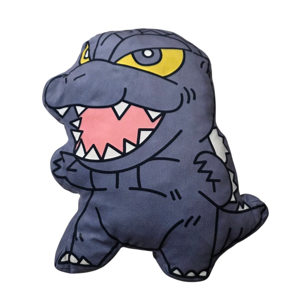 Godzilla Plush Throw Pillow Gray Kaiju Dinosaur Monster Decor 20in Cushion